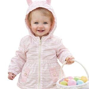 Tahari Toddler Girls Pink & White Striped Hooded Jacket 2T Bunny
Ears